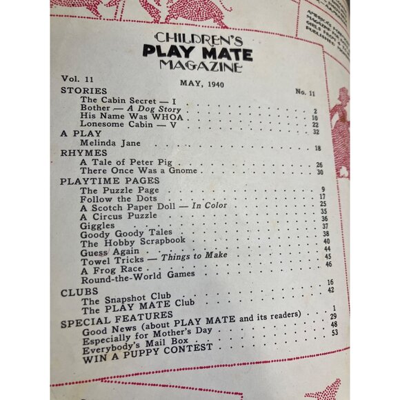 Childrens Play Mate Magazine May 1940 Featuring Stories Rhymes & Puzzles - Picture 3 of 16